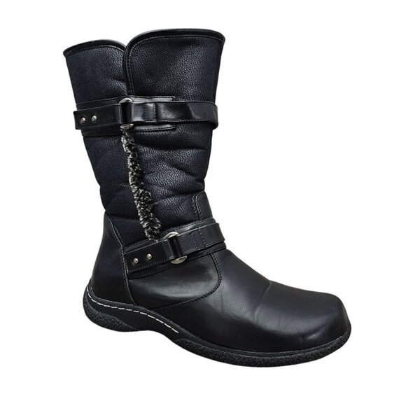 Wanderlust Gabi 2 Waterproof Moto Buckle Sherpa Black Mid Boot - Picture 2 of 14